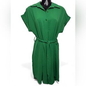 🌟 Lexington Avenue Green Button-Up Women Mini Dress Size S - NWT